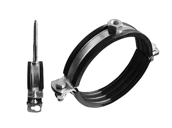 Мет.оцин. хомут для труб с резиновой прокладкой, болтом и дюбелем 1/2" (20-24мм)