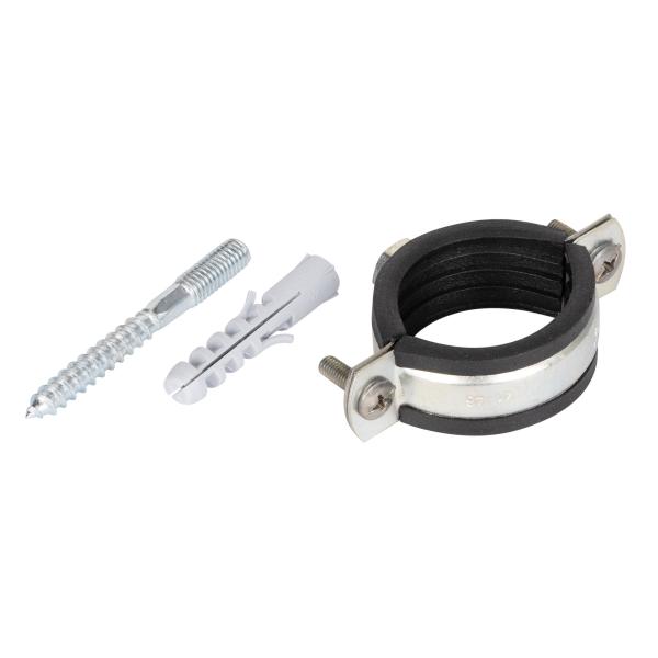 Мет.оцин. хомут для труб с резиновой прокладкой, болтом и дюбелем 5/4" (40-45мм)