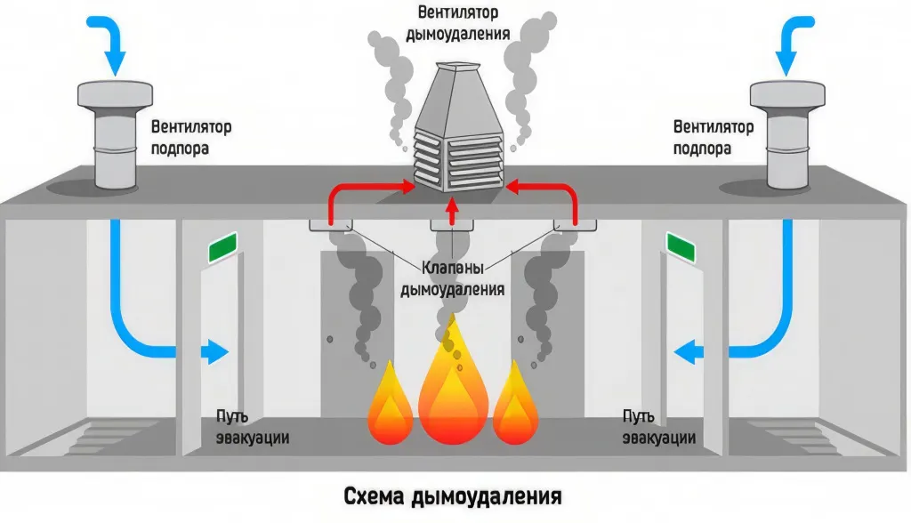 Схема дымоудаления Схема дымоудаления