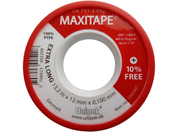 Лента MAXITAPE (13,2 м х 12 мм х 0,1 мм, MD=0,7 г/см) (красн. упак.)