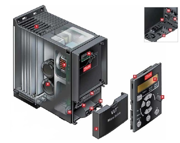 Частотный преобразователь Danfoss 132F0005 VLT Micro Drive FC 51 1,5 кВт (220В, 1 фаза)